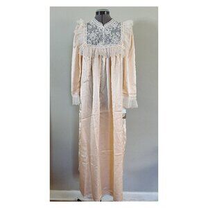 VTG NWT Christian Dior Lingerie Sz S Peach Satin and Lace 70s Nightgown